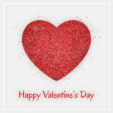 Beyaz arka plan üzerinde parlak kırmızı kalp şekli. Sevgililer günü kartı