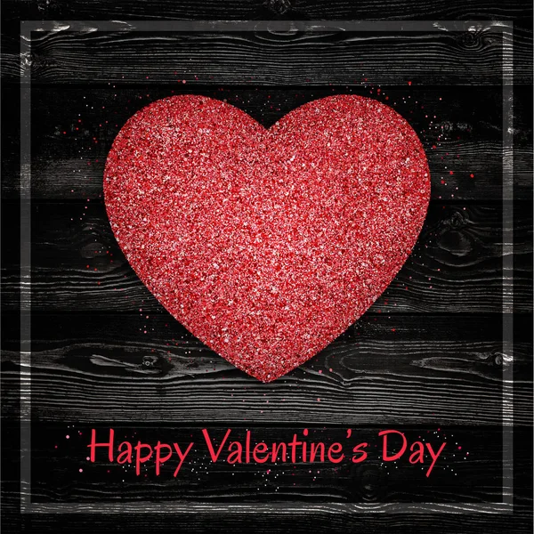 Glitter hart vorm over hout achtergrond. Valentines day card — Stockfoto