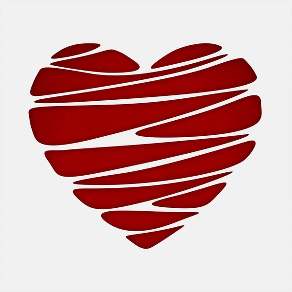 Astratto cuore a forma di sfondo rosso. Biglietto di San Valentino — Foto Stock