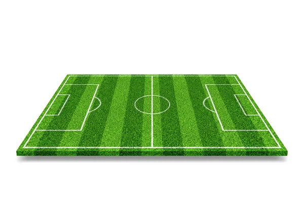 Green soccer field with white lines. Object over white background — Stock Photo, Image