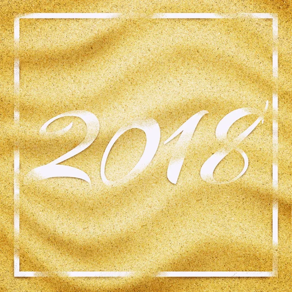 2018 in sand background. Close-up of sand grains — Stock Photo, Image