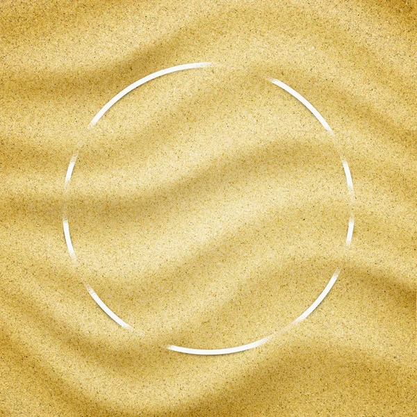 Cadre en papier blanc en fond de sable. Gros plan sur les grains de sable — Photo