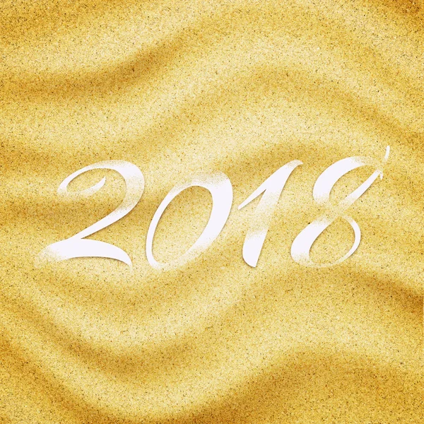 2018 in sand background. Close-up of sand grains — Stock Photo, Image