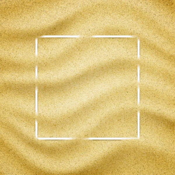 Blank paper frame in sand background. Close-up of sand grains — Stock Photo, Image