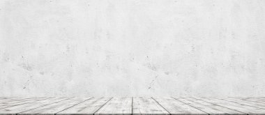 Beton duvar arka plan üzerinde ahşap zemin