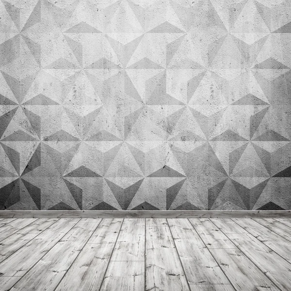 Piso de madeira sobre fundo parede de concreto — Fotografia de Stock
