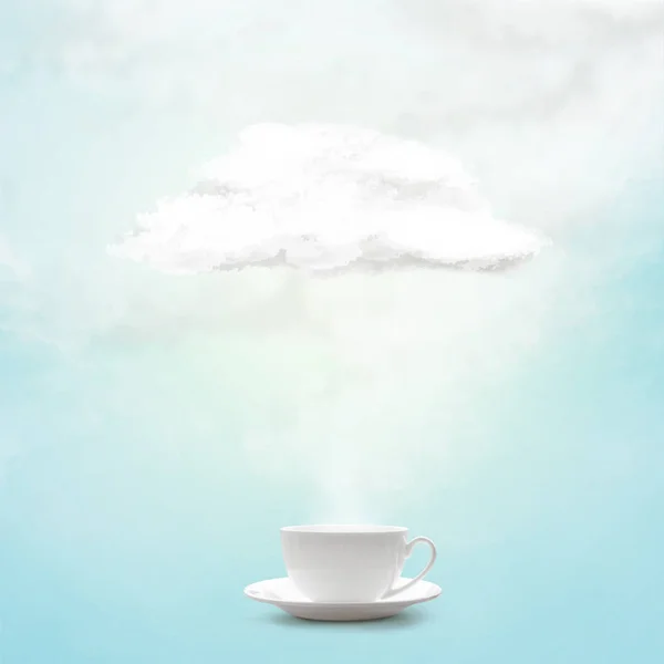 飲みながら、抽象的な白い雲。概念図 — ストック写真