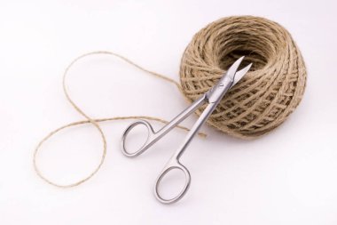 beyaz izole b makasla keten konu, keten konu