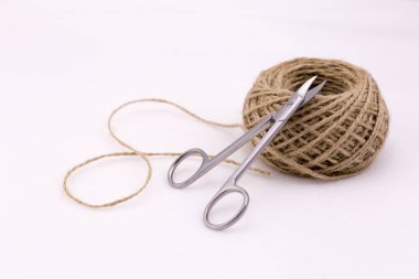 beyaz izole b makasla keten konu, keten konu