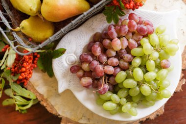 sonbahar sebze, kabak, armut, üzüm, hasat ahşap sekmesinde