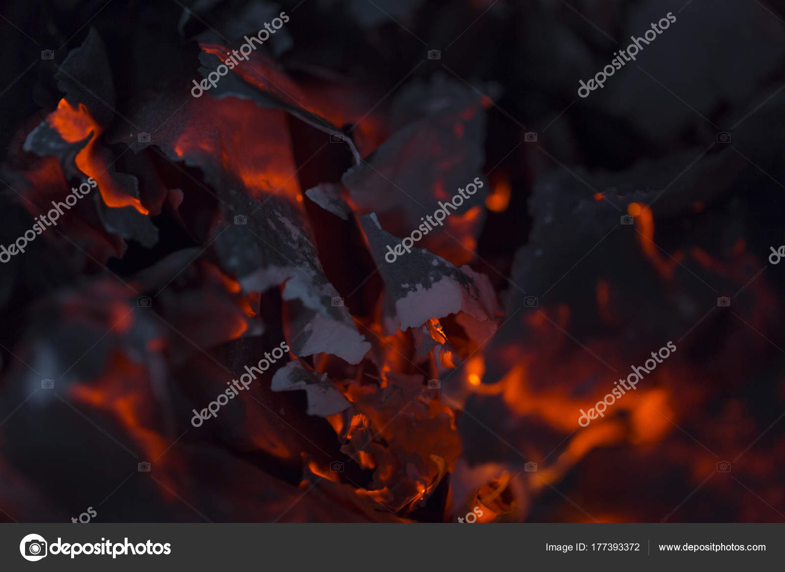 Burning Ashes Burning Paper In The Fire Of The Fireplace Stock