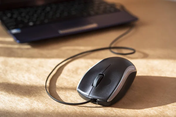 Καφέ ποντίκι υπολογιστή και φορητό υπολογιστή — Φωτογραφία Αρχείου