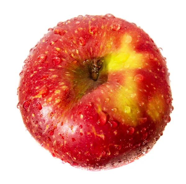 Manzana roja madura en gotas vista desde arriba — Foto de Stock