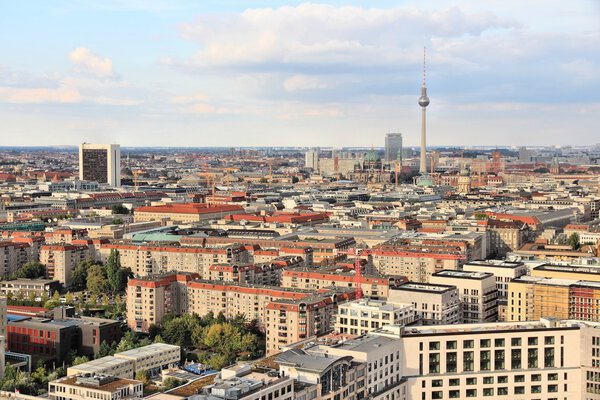 Berlin, Germany. Capital city architecture aerial view with TV Tower.