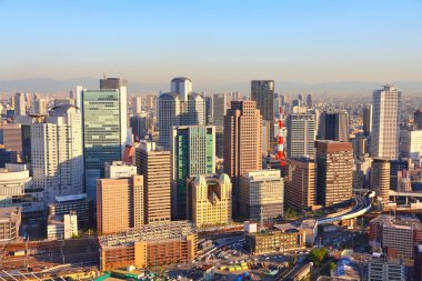 Japonya'nın Osaka günbatımı