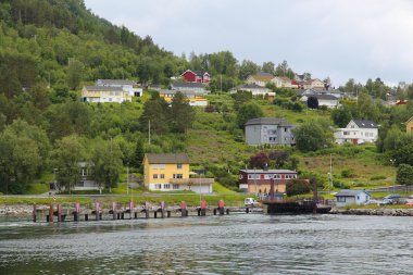 Norway village landscape clipart