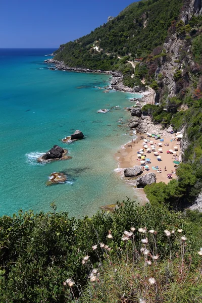 Corfu beach, Griekenland — Stockfoto