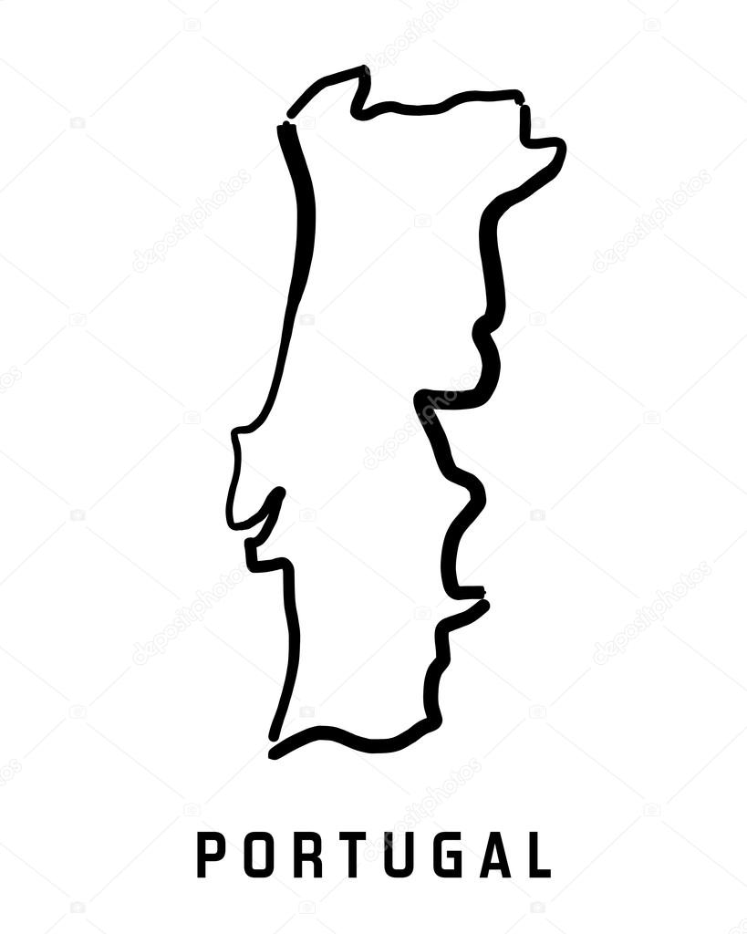 Portugal map outline - smooth country shape map vector.