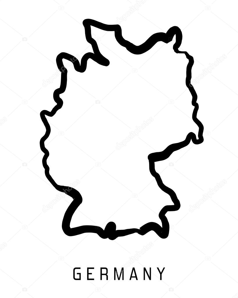 Germany map outline - smooth country shape map vector.