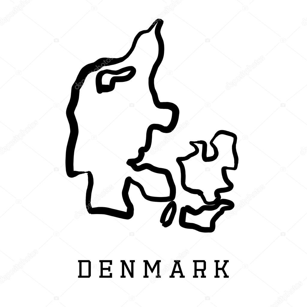 Denmark map outline - smooth country shape map vector.