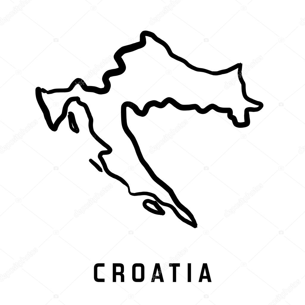 Croatia map outline - smooth country shape map vector.