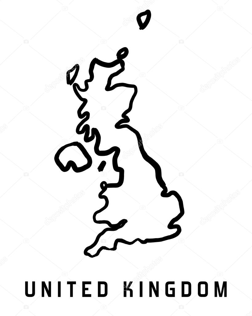 United Kingdom map outline - smooth country shape map vector.