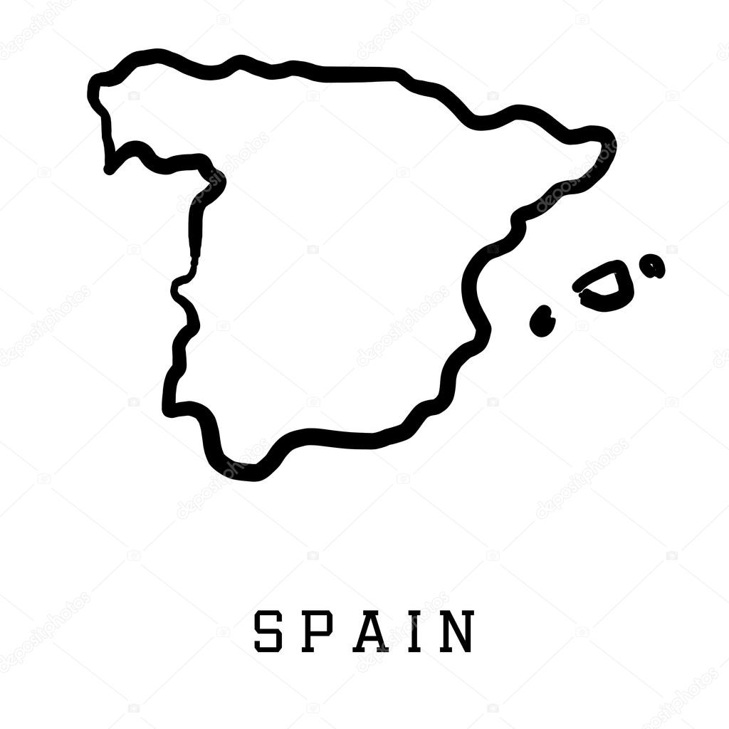 Spain map outline - smooth country shape map vector.