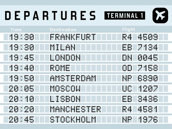 空港時刻表 - ベクトル図 — ストックベクタ