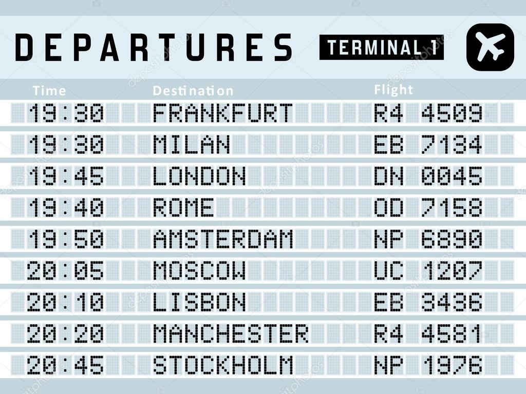 Airport timetable - vector illustration