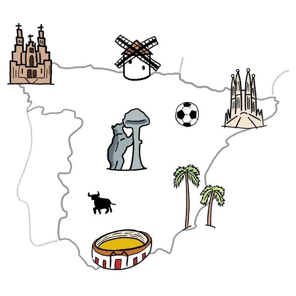 スペイン地図 - ベクトル図 — ストックベクタ