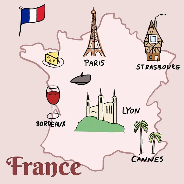 Lugares emblemáticos de Francia - ilustración vectorial — Vector de stock