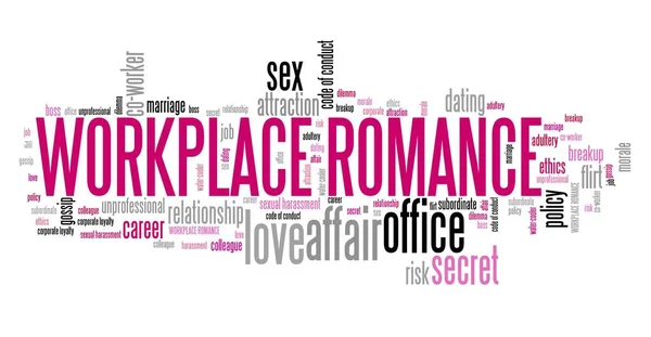 Romance en el lugar de trabajo - nube palabra — Foto de Stock