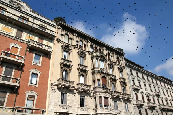 Milan, İtalya ile siyah kuşlar — Stok fotoğraf