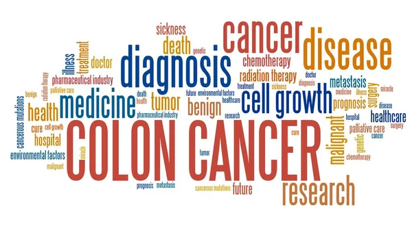 Cancro do cólon - nuvem de palavras — Fotografia de Stock