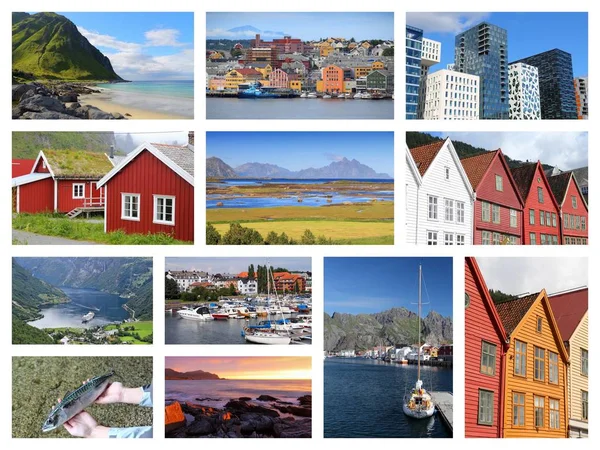 Νορβηγία κολάζ καρτ ποστάλ — Φωτογραφία Αρχείου