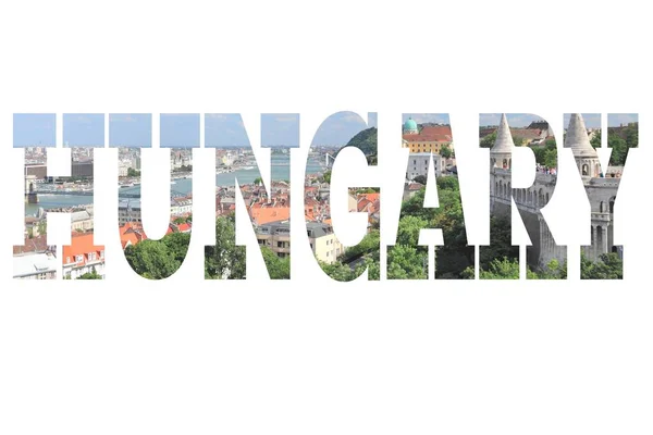 Ουγγαρία - ταξιδιών λέξη καρτ ποστάλ — Φωτογραφία Αρχείου