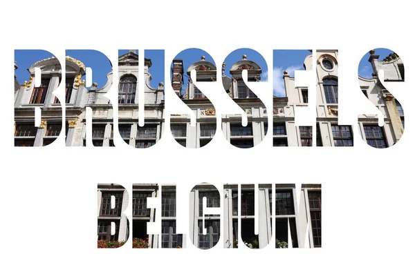 Brussel tekst - reizen word briefkaart — Stockfoto