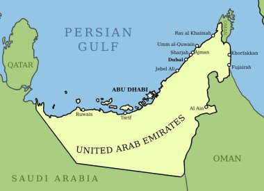 Birleşik Arap Emirlikleri Haritası - vektörel grafikler