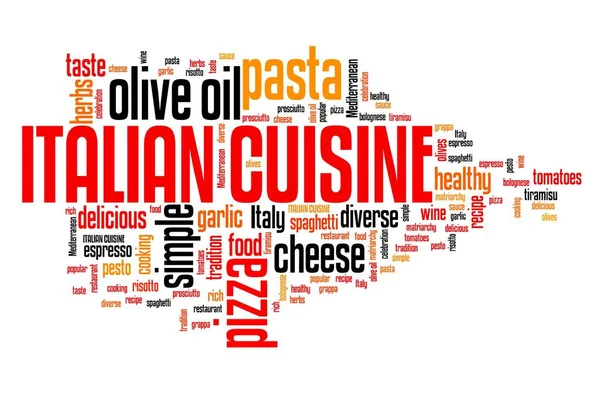 Italian cuisine - word cloud graphics — Stock Photo, Image