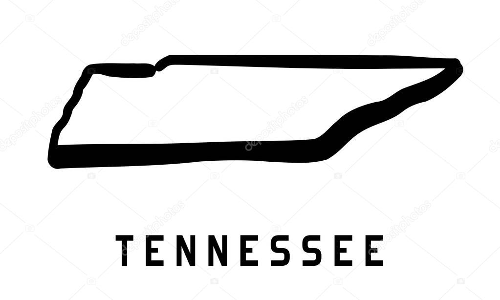 Tennessee simple logo. State map outline - smooth simplified US state shape map vector.