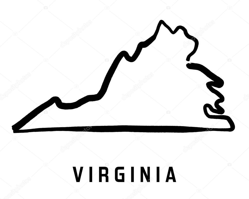 Virginia simple logo. State map outline - smooth simplified US state shape map vector.