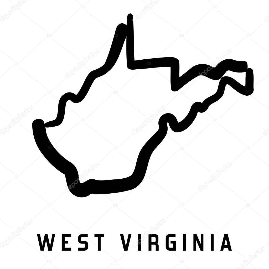 West Virginia simple logo. State map outline - smooth simplified US state shape map vector.