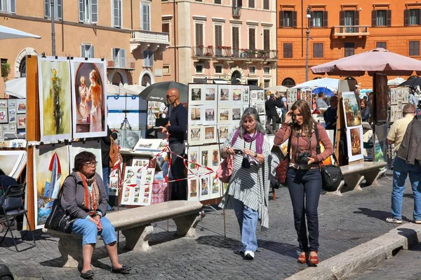 Vendedores de arte em Roma — Fotografia de Stock