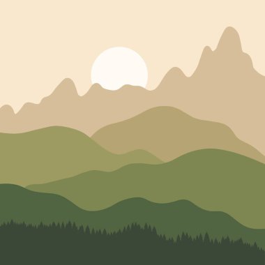 Vektör dağlar görünümü