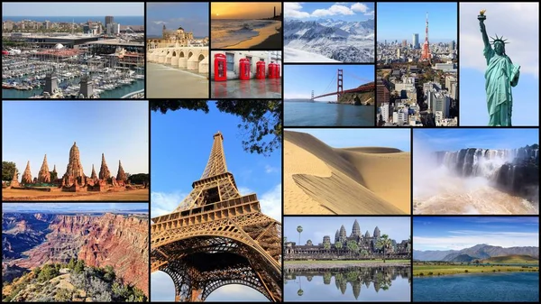 Lugares mundiais - colagem de viagens — Fotografia de Stock