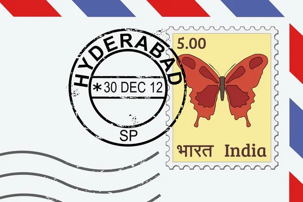 Carimbo postal Hyderabad — Vetor de Stock