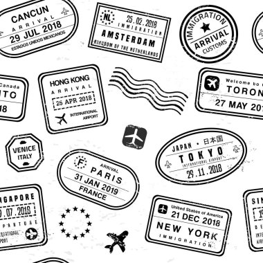 Travel stamps - vector graphics clipart