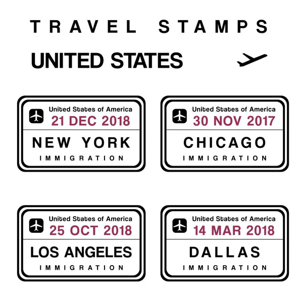 United States passport stamps — Stock Vector