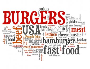 Hamburger - kelime bulutu illüstrasyon