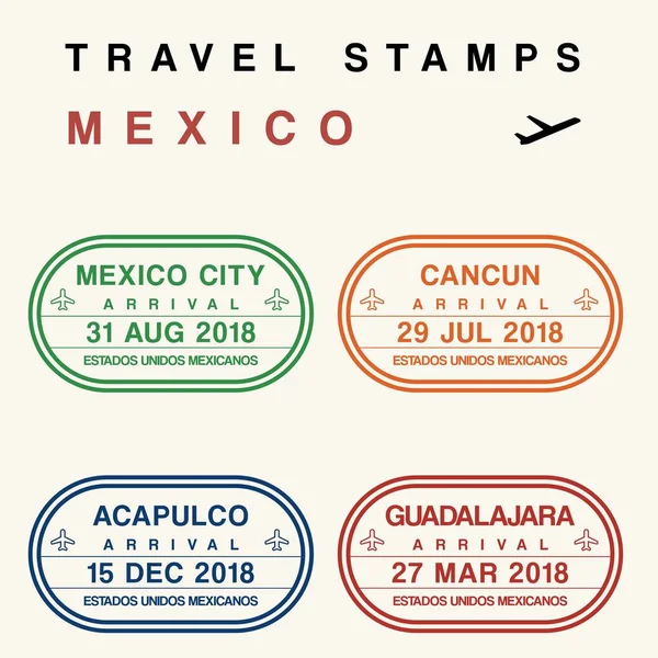 Meksika seyahat pullar — Stok Vektör
